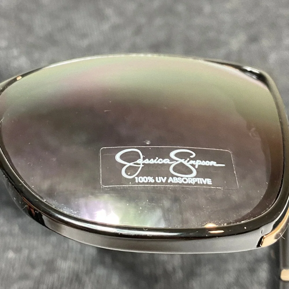 Jessica Simpson Sunglasses Womens OS Black Cat Eye Quilted Gold Detail J5540
